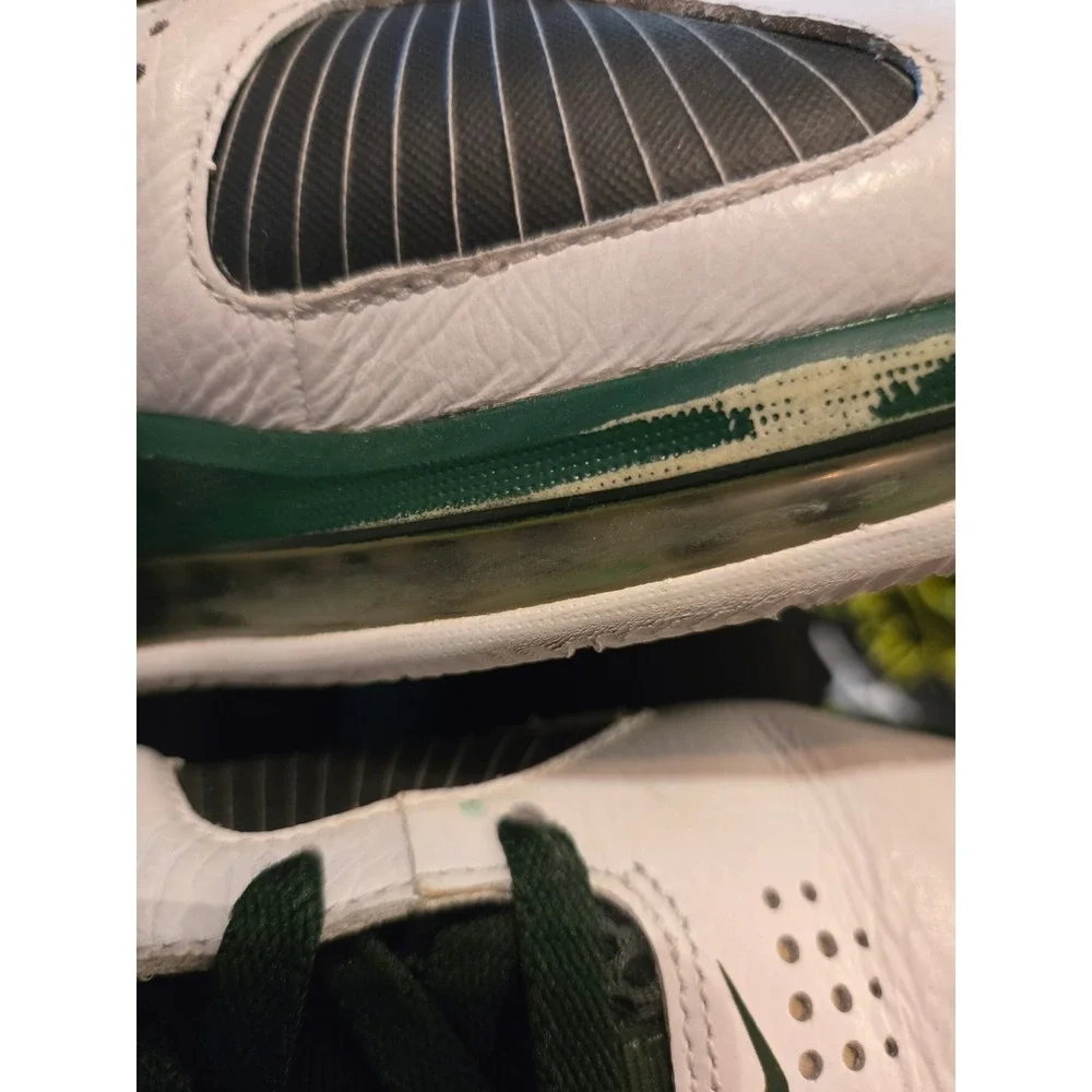 Nike Mens 7.5‎ Air Max Rise Basketball Shoes Green White High Top 367180-117